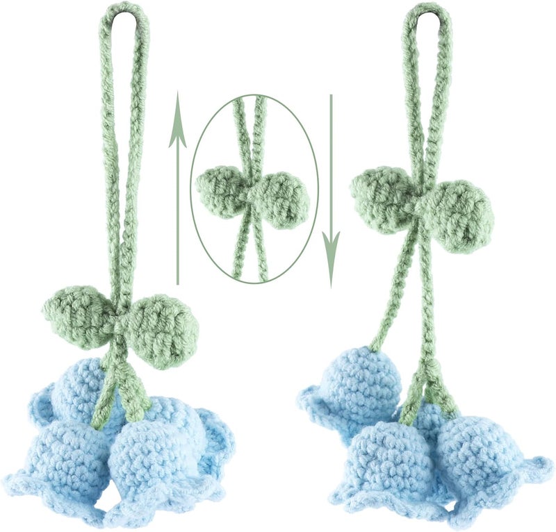 Decorbea Store Mirror Hanging Car Accessories Cute Little Lily of The Valley, Hand Knitted Crochet Flower Decor for Mirror, Rear View Mirrors,Key Chains (Pink) - Image 4